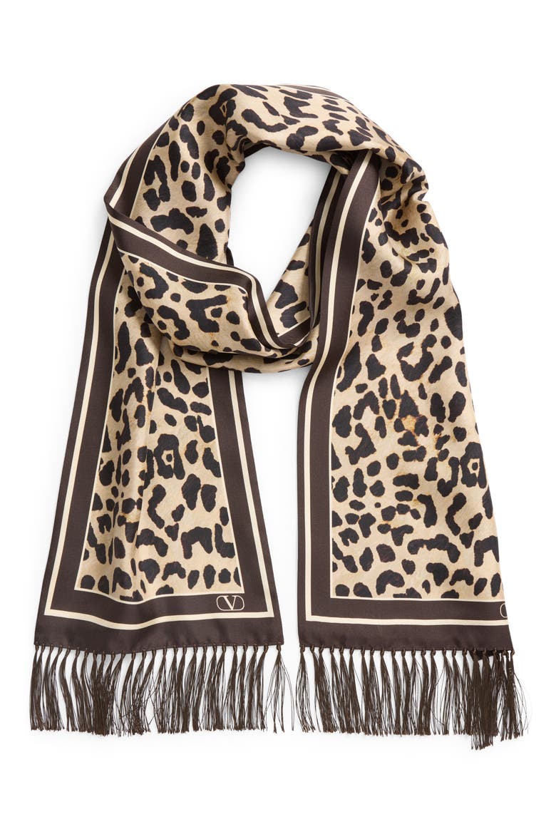 Leopard Print Twill Fringe Scarf, Alternate, color, MULTICOLOR ANIMALIER