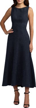 Mac Duggal Sleeveless A-Line Boucle Midi Dress