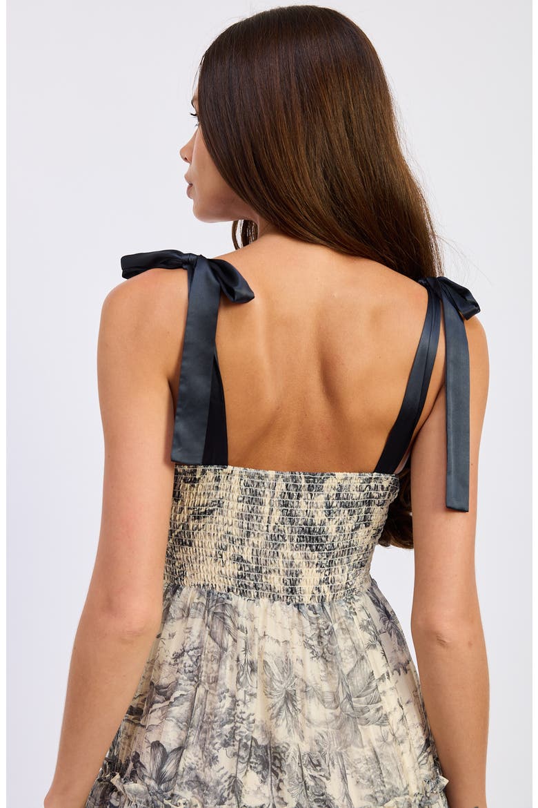 Holly Toile Print Midi Dress, Alternate, color, WHITE SLATE BLUE