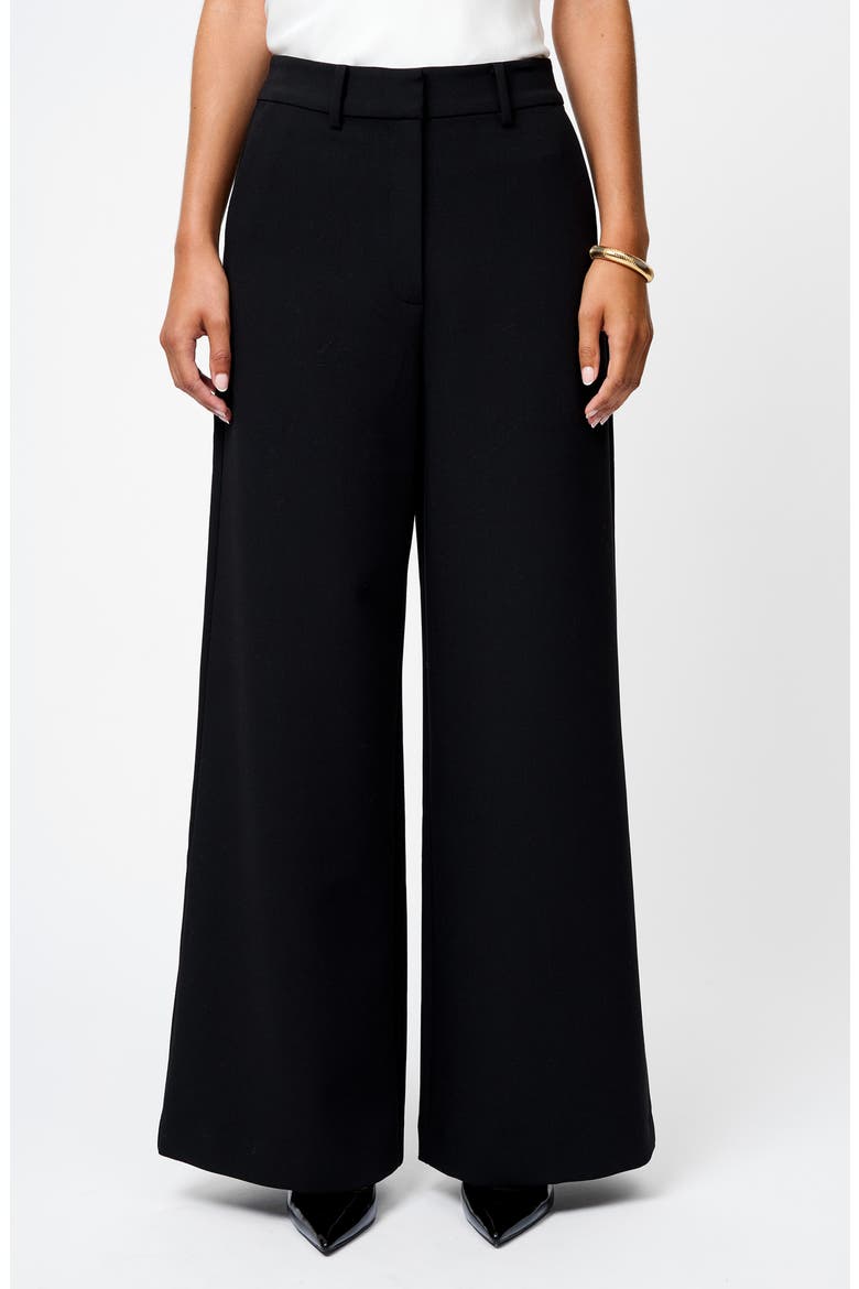 Azra Wide Leg Twill Pants, Main, color, BLACK