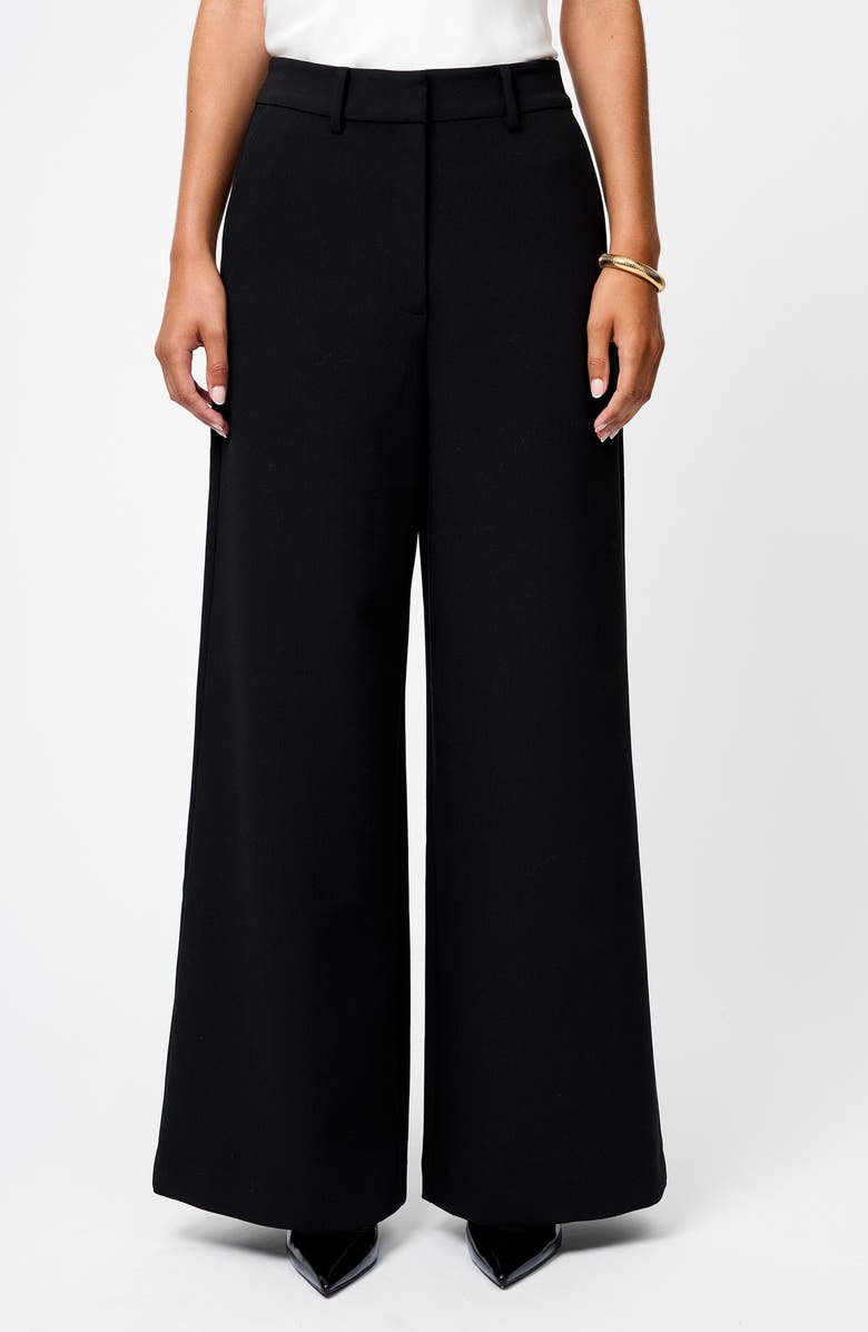 French Connection Azra Wide Leg Twill Pants, Main, color, Black