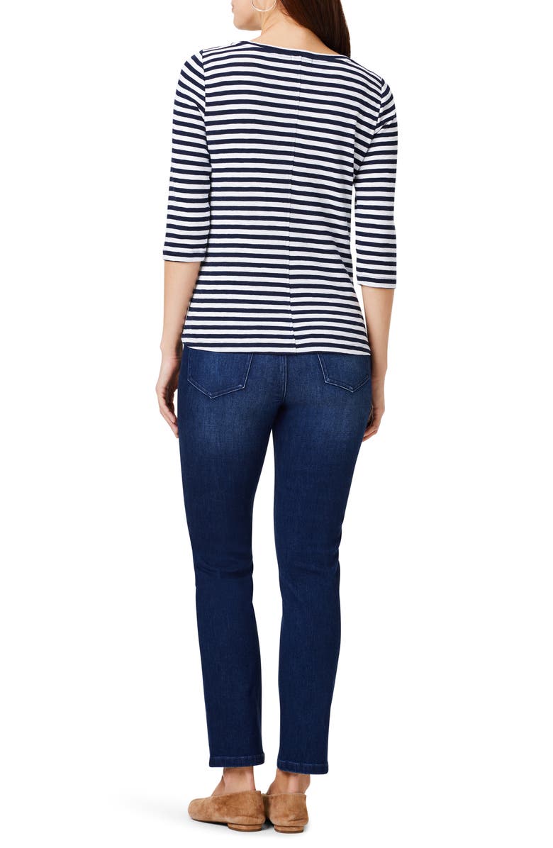 NZT by NIC+ZOE Stripe Bateau Neck Cotton Blend Top, Alternate, color, Indigo Multi