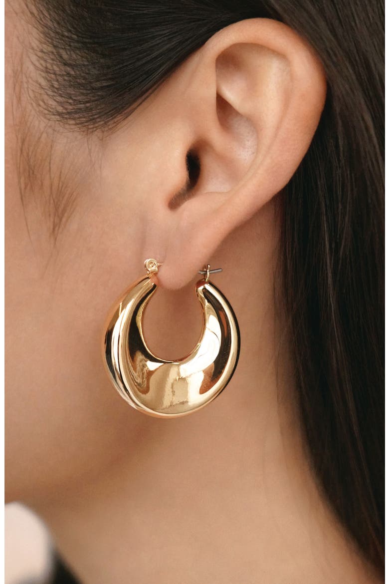Smooth Crescent Hoop Earrings, Alternate, color, GOLD