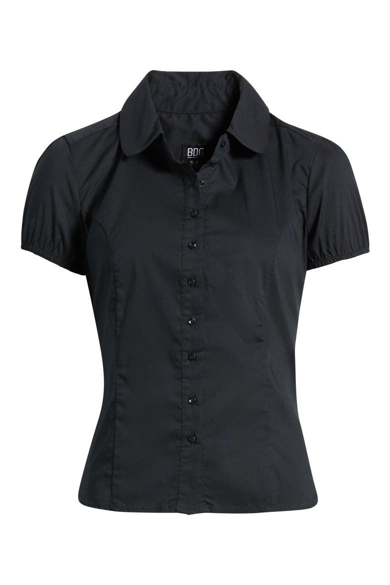 Clover Short Sleeve Button-Up Shirt, Alternate, color, BLACK