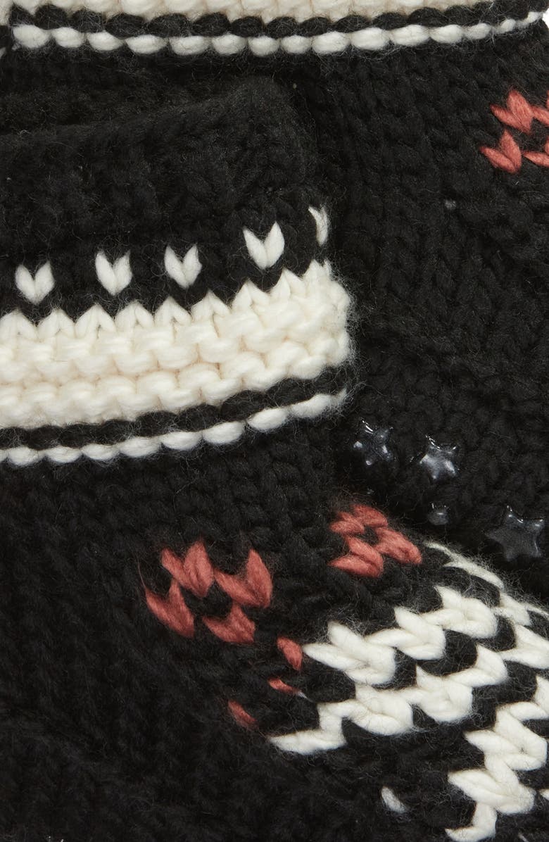 MeMoi Nordic Flake Fleece Lined Slipper Socks, Alternate, color, Black