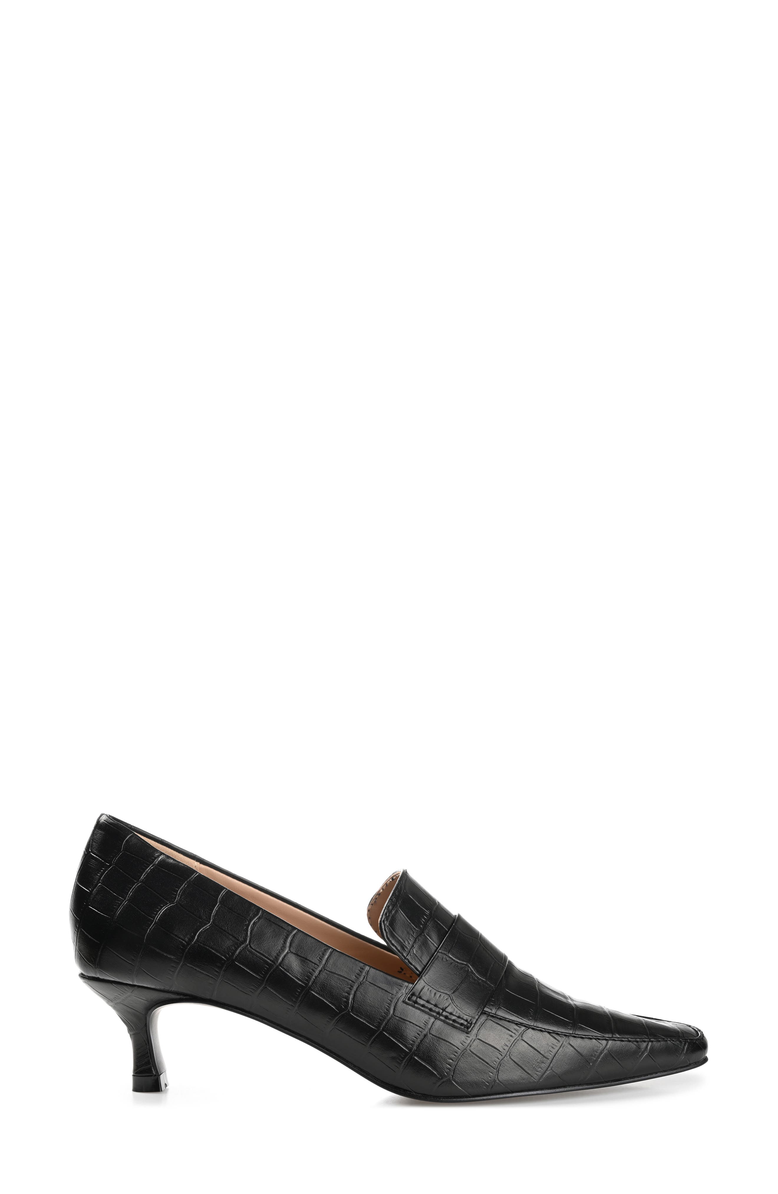Journee Collection Celina Croc Embossed Loafer Pump - Wide Width Available, Alternate, color, Black