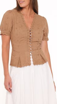 Petal & Pup Lorraine Eyelet Puff Shoulder Top