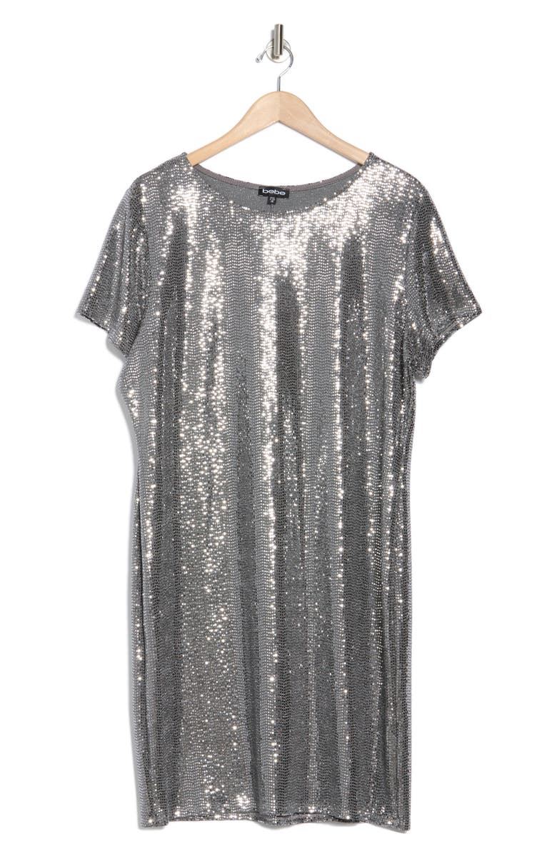 bebe Disco Dot T-Shirt Dress, Alternate, color, 