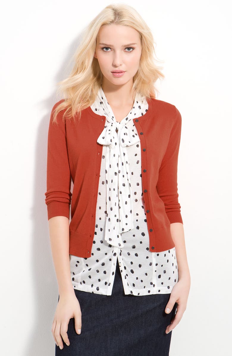 Halogen<sup>®</sup> Three Quarter Sleeve Crewneck Cardigan, Main, color,
