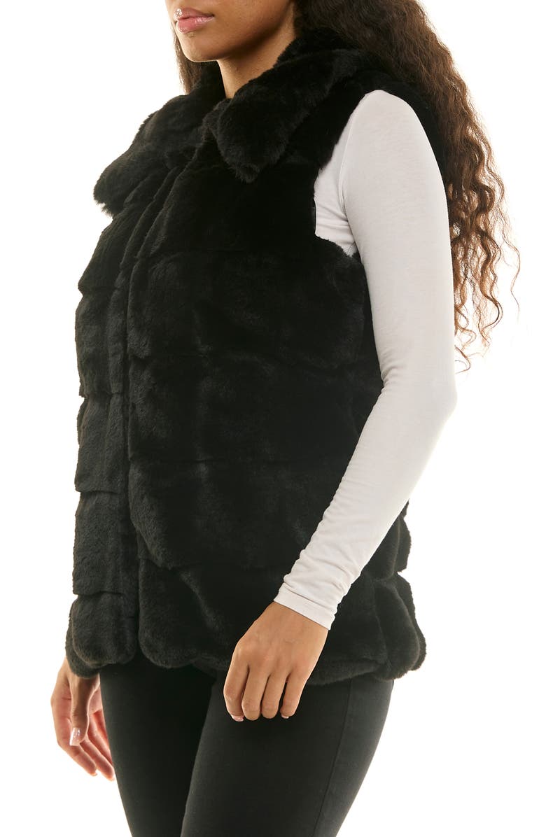Nina Leonard Faux Fur Vest, Alternate, color, Black