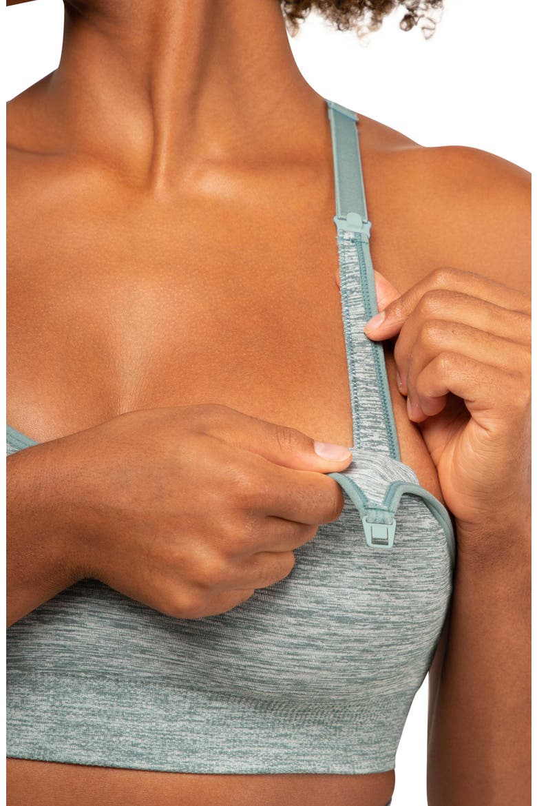 Layla Yoga Racer Back Nursing bra, Alternate, color, TEAL MELANGE