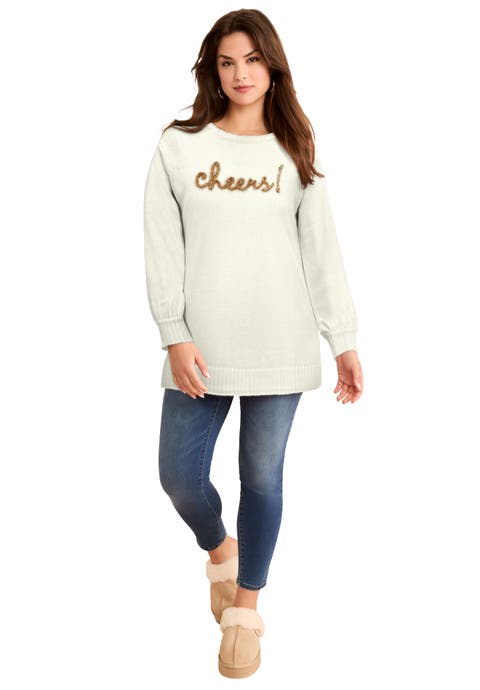 Embroidered Metallic Sweater (plus)