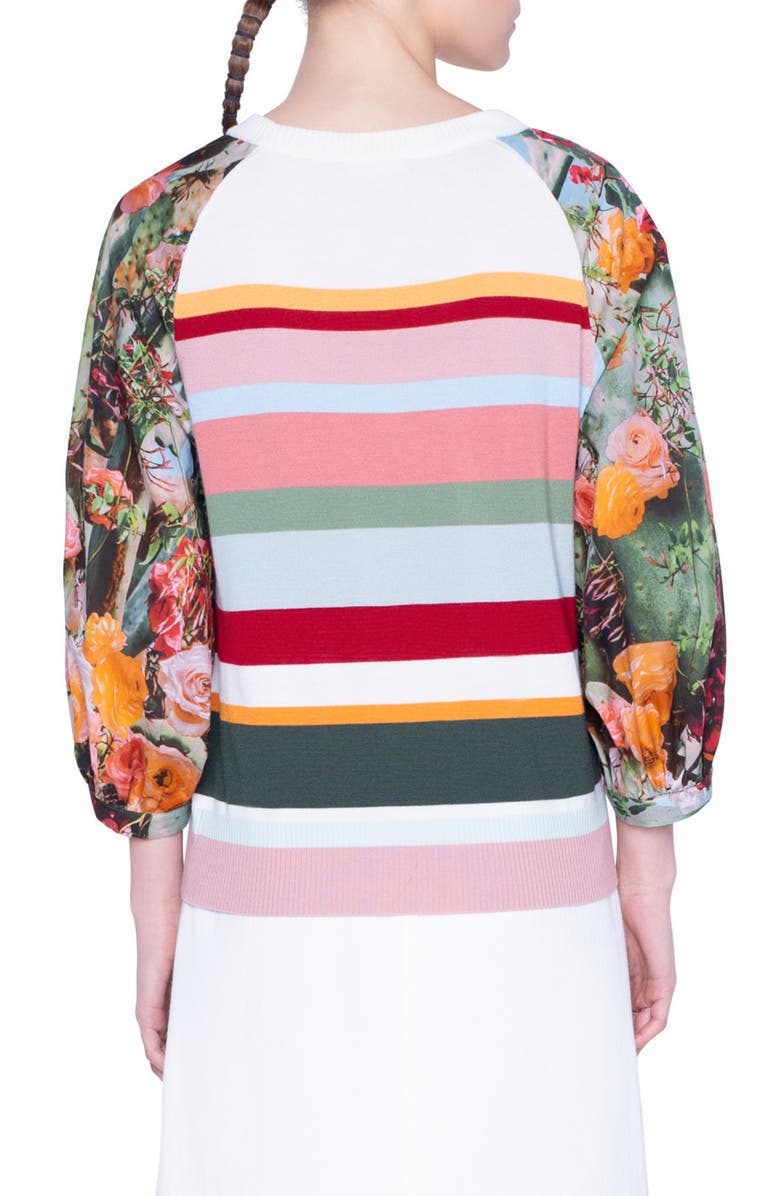 Akris punto Perforated Yoke Wool Sweater, Alternate, color, 