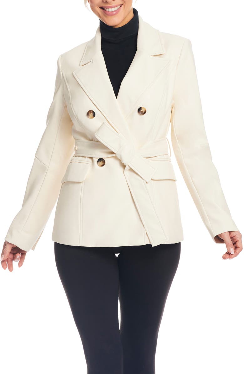 Sanctuary Belted Faux Leather Blazer, Alternate, color,