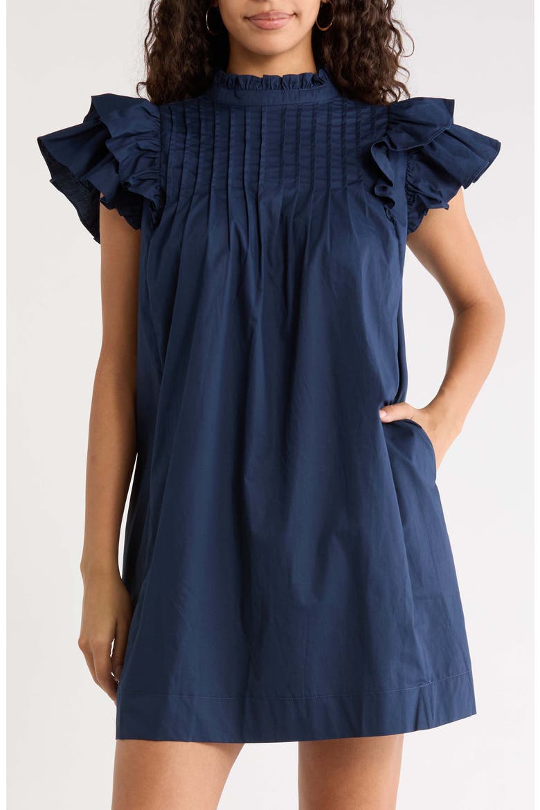 Lovel Ruffle Sleve Shift Dress, Alternate, color, NAVY