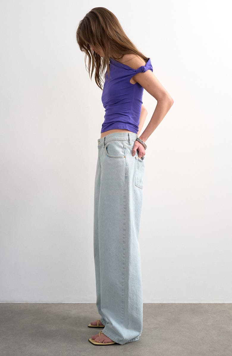 Topshop Knot One-Shoulder Top, Alternate, color, Purple