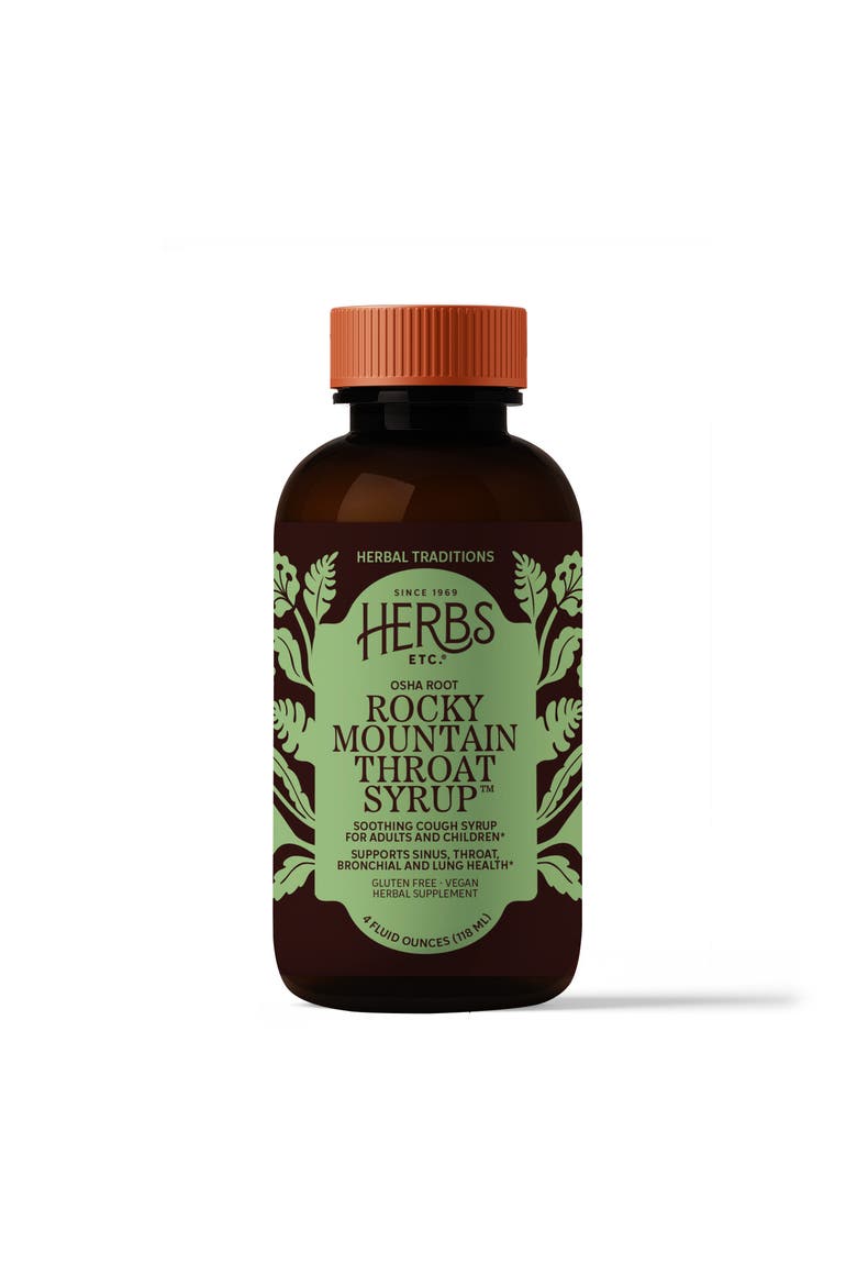 Rocky Mountain Throat Syrup - Supports Throat Wellness - Soothing Lung Health Support - Supports Sinus, Throat, Bronchiole & Lung Health - Gluten-Free & Vegan - 4 fl oz, Main, color, No Color