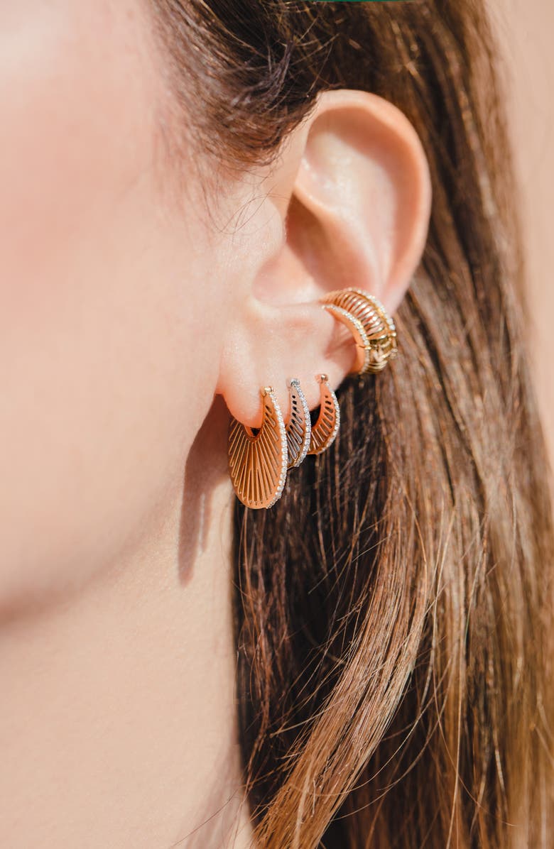 L'Atelier Nawbar Flat Ray Diamond Hoop Earrings, Alternate, color, 