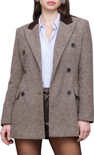 Avec Les Filles Basket Weave Doubled Breasted Hourglass Blazer