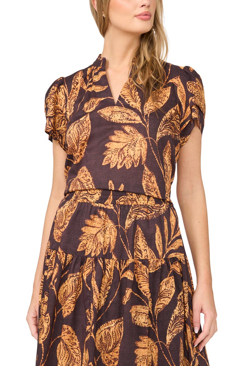 Halogen<sup>®</sup> Ruffle Neck Flutter Sleeve Cotton Top, Main, color,