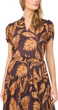 Halogen® Ruffle Neck Flutter Sleeve Cotton Top