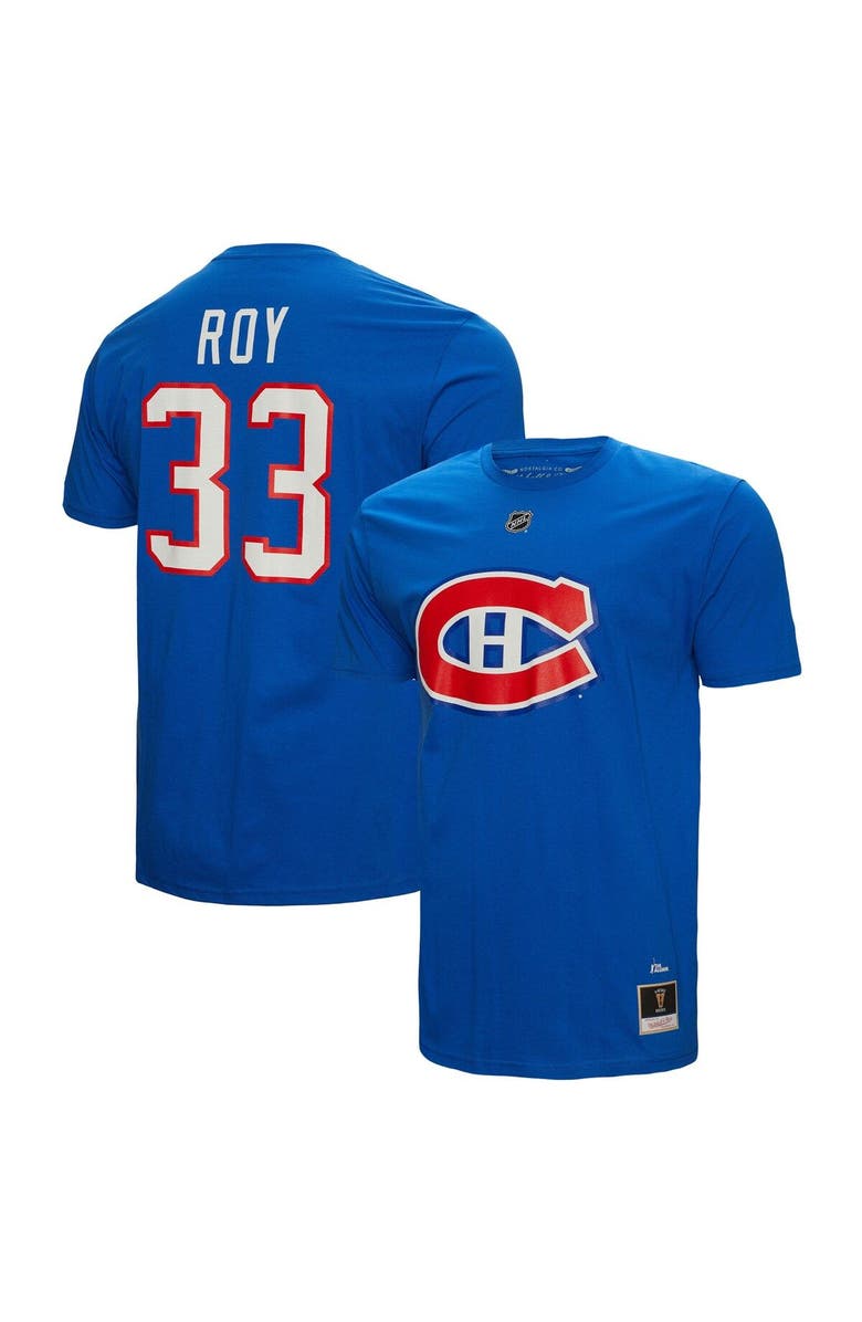 Mitchell & Ness Men's Mitchell & Ness Patrick Roy Blue Montreal Canadiens Name & Number T-Shirt, Main, color, Blue