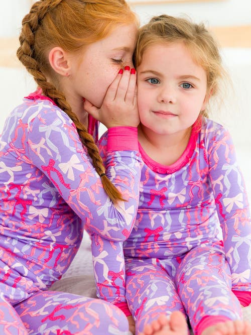 Rufflebutts Softsnooze Toddler Girls Ruffle Long Sleeve Pajama Set In Rosy Ribbons