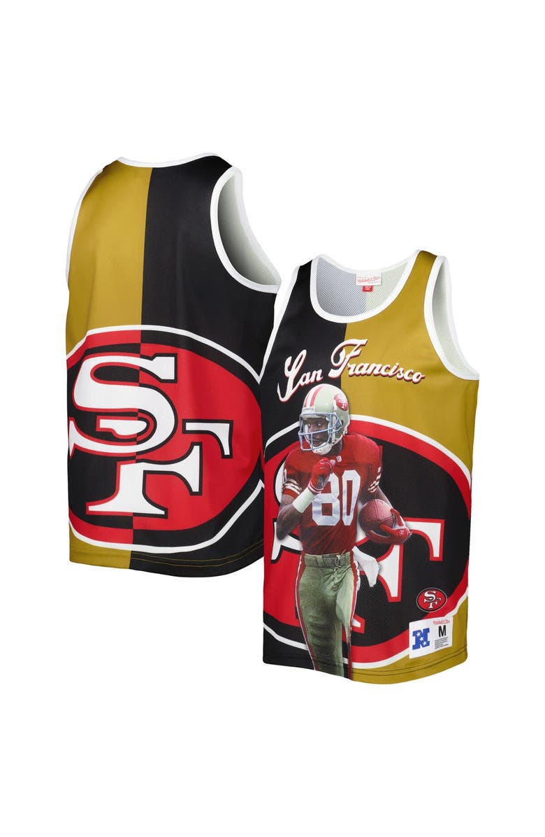 Mitchell & Ness Men's Mitchell & Ness Jerry Rice Black/Gold San Francisco 49ers Retired Player Graphic Tank Top, Main, color, Black
