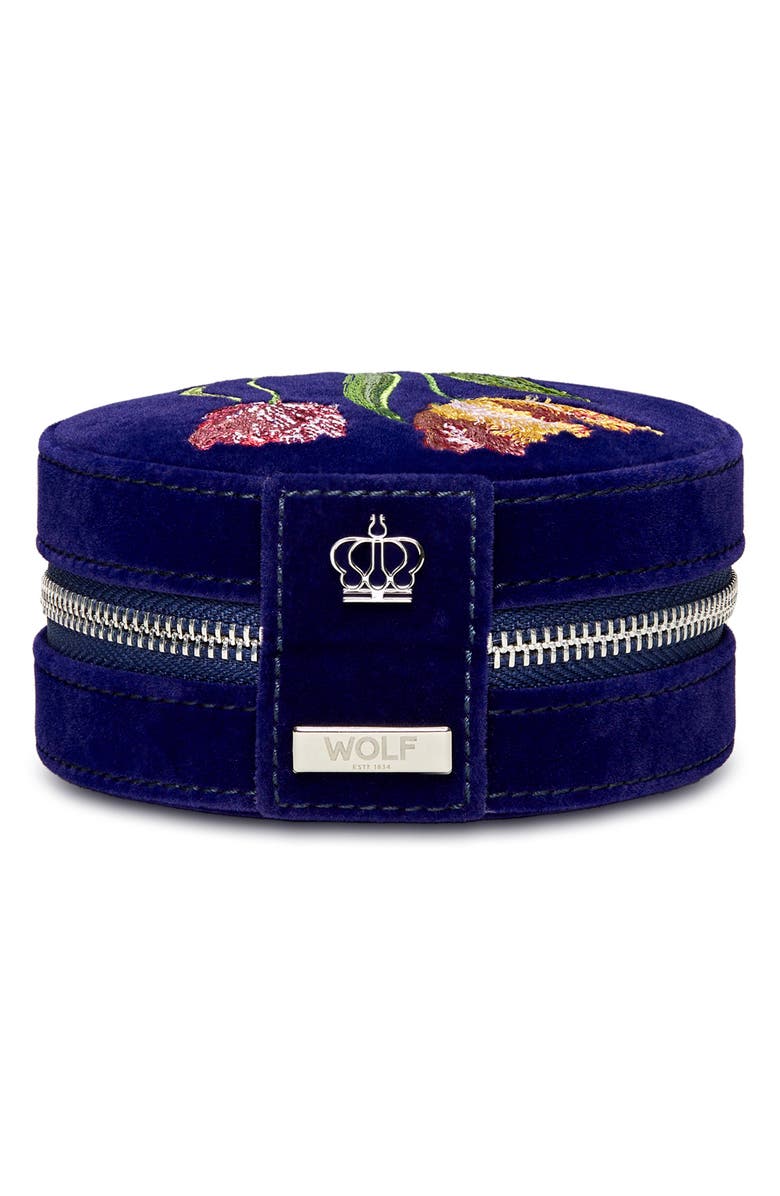 WOLF Royal Asscher Round Jewelry Zip Case, Alternate, color, Blue
