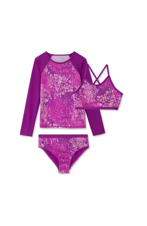 LANDS' END LANDS' END BIG GIRLS 3 PIECE UPF 50 SUN PROTECTION RASH GUARD SET 