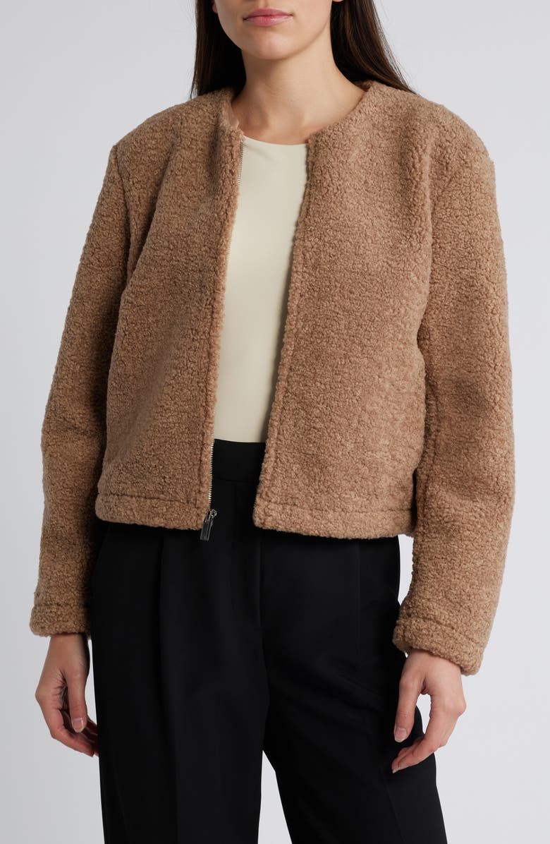 Theory Front Zip Fleece Jacket, Main, color, Palomino