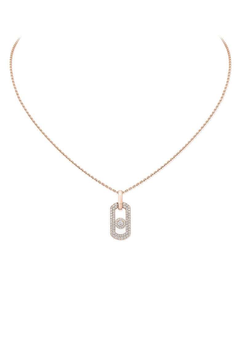 So Move Diamond Pavé 18K Gold Necklace, Main, color, PINK GOLD