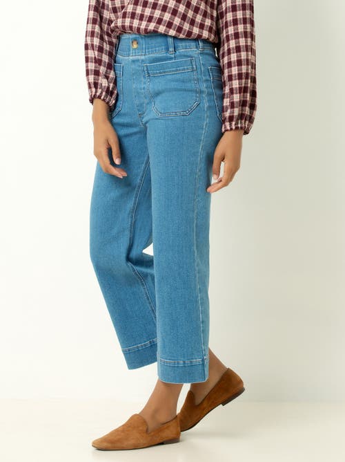 Single Stitch High Waist Crop Jean In Blue