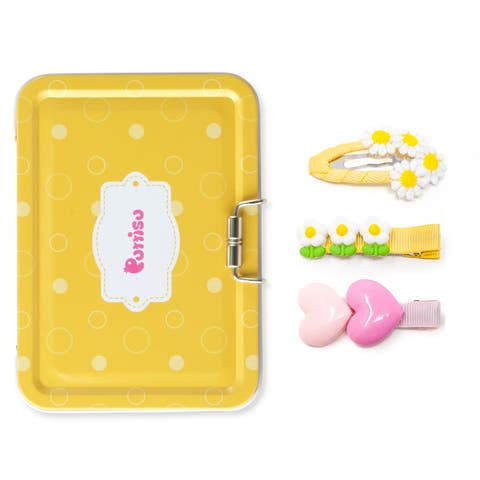 3pc Hair Clip Set - Heart & Daisy Charm
