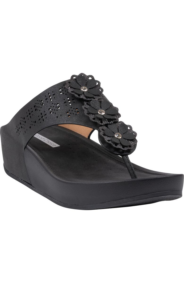GOOD CHOICE NEW YORK Rana Wedge Sandal, Main, color, Black