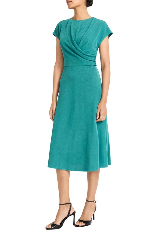 Maggy London Draped Bodice Knit Midi Dress In Deep Jungle