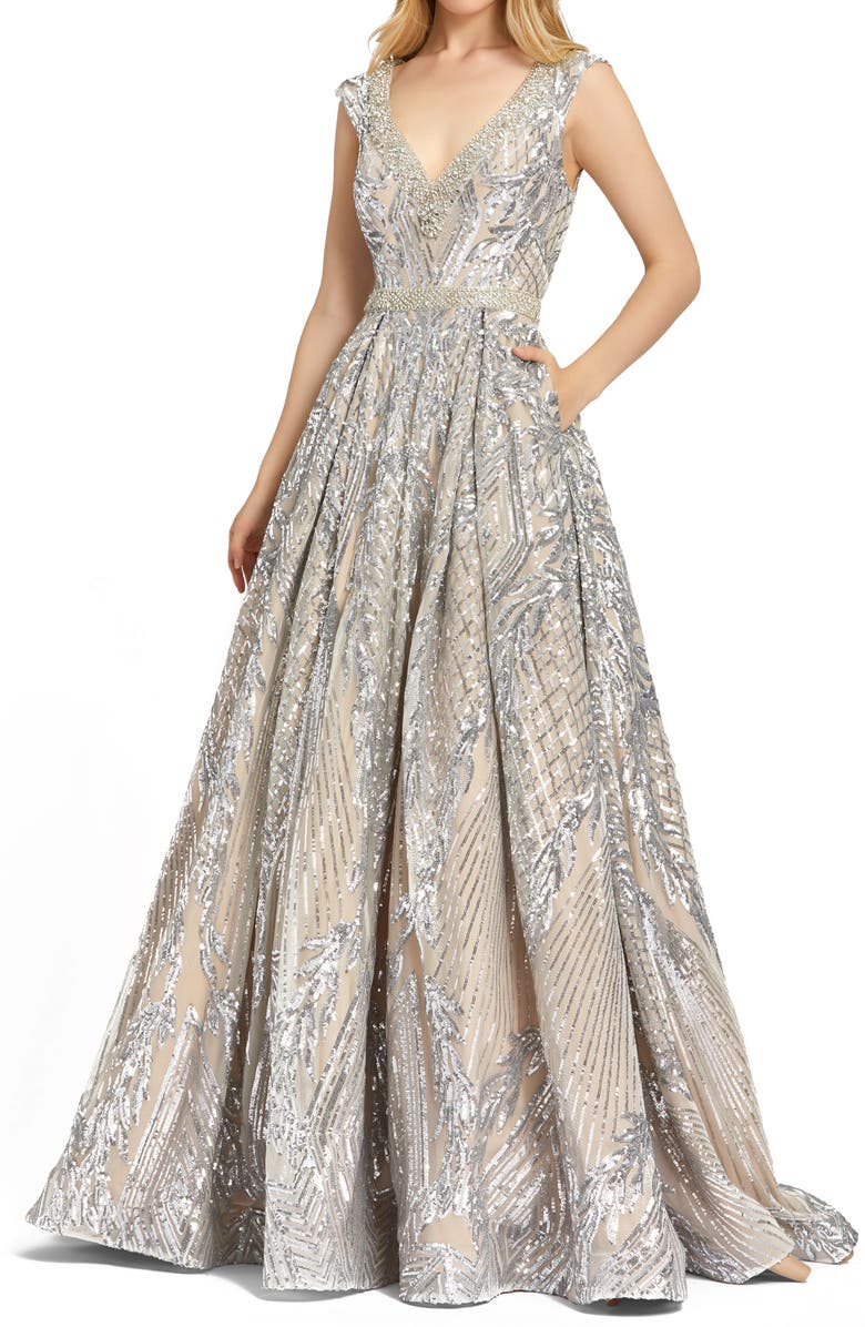 Mac Duggal Sequin Ball Gown, Main, color, 