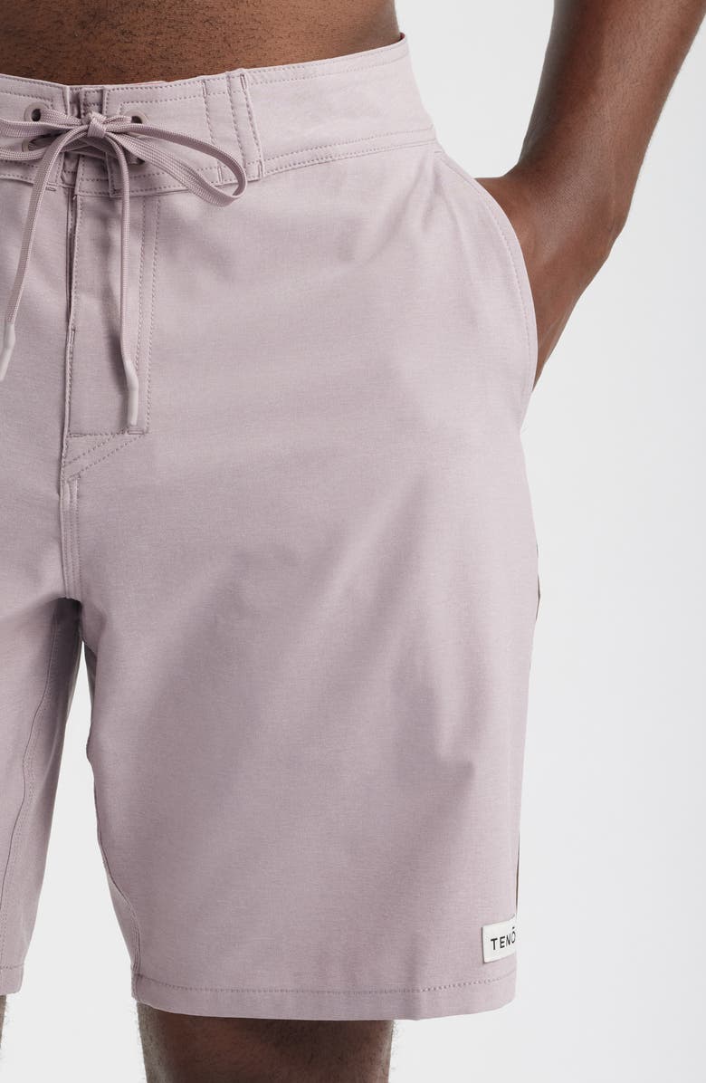 TENŌRE Tuxedo Stripe Board Shorts, Alternate, color, Zinc