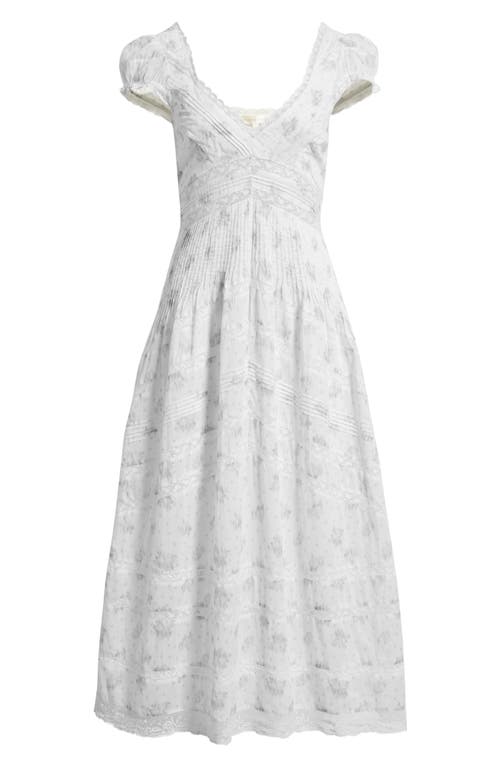 Loveshackfancy Suvi Floral Pritn Lace Maxi Dress In White