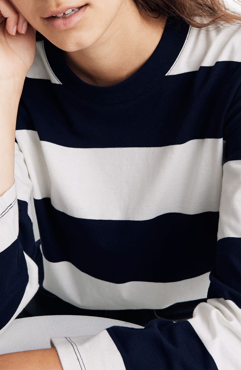 Madewell Rugby Stripe Easy Crop Long Sleeve Tee, Alternate, color,