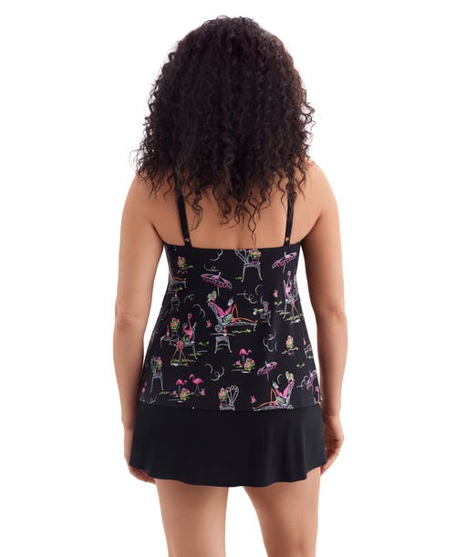 Longitude Faux Ruffle Skirtini Long Torso Swimsuit In Black