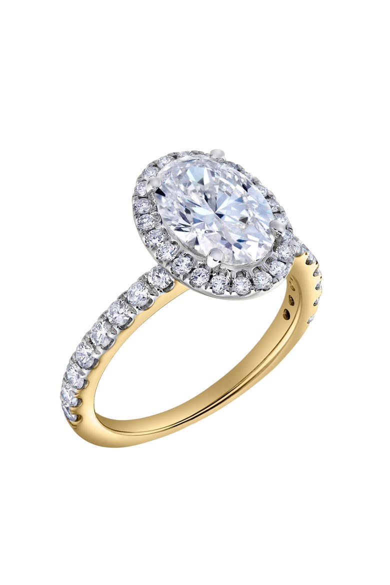 Laurentia 14K Yellow Gold Oval Lab Grown Diamond Halo Engagement Ring - 1.95 Ct, Alternate, color, 14K Yellow Gold