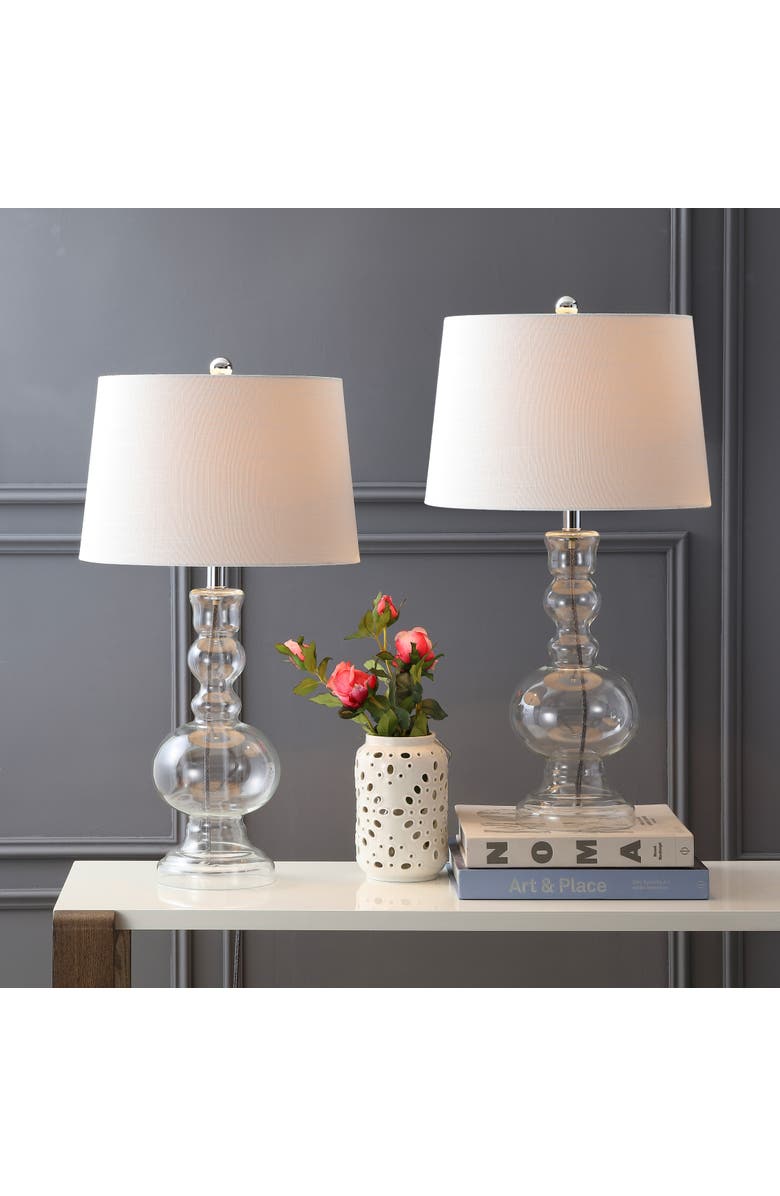 JONATHAN Y Genie 28.5" Glass LED Table Lamp, Alternate, color, Clear