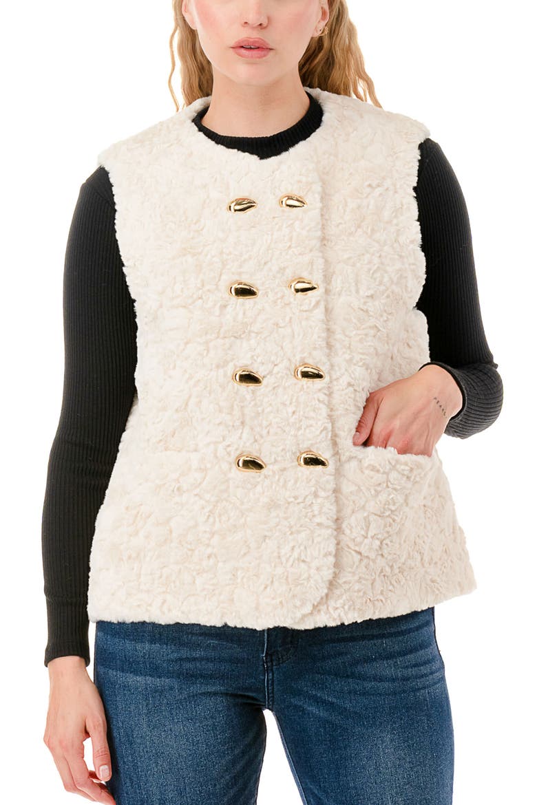 Faux Fur Vest, Alternate, color, IVORY