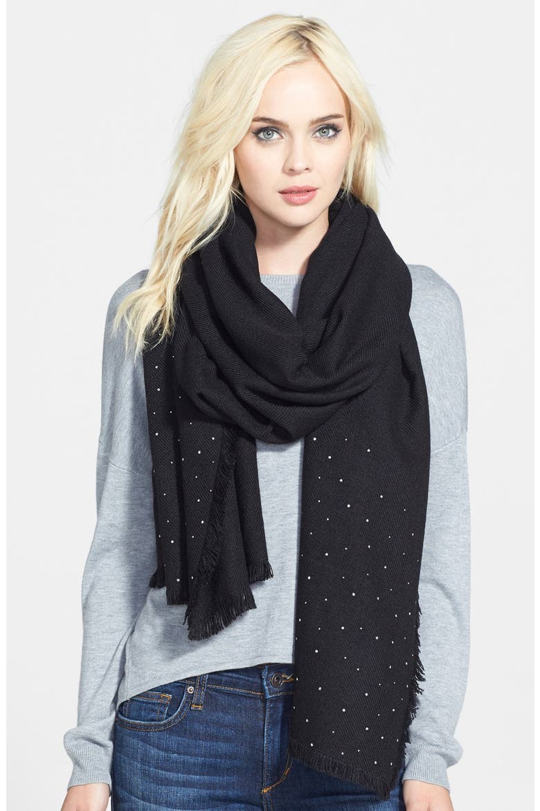 'Glitter Shine' Scarf, Main, color, BLACK/ SILVER