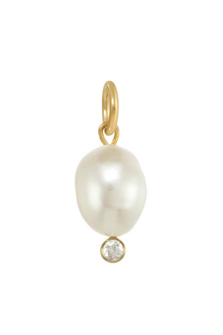 Freshwater Pearl & Cubic Zirconia Charm, Main, color, GOLD