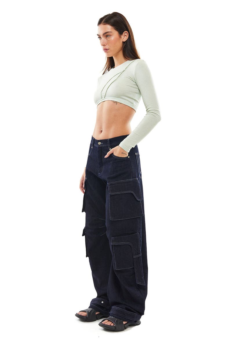 Rae Denim Cargo Pants, Alternate, color, Dark Denim