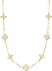 Adornia Mixed Mother-of-Pearl & Cubic Zirconia Clover Station Necklace