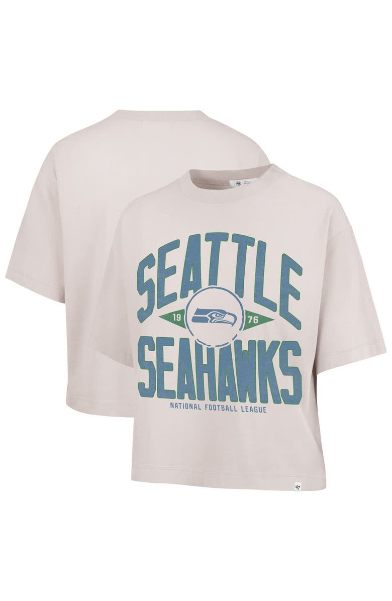 '47 Women's '47 Natural Seattle Seahawks Cropped Windthrow Ravine T-Shirt, Alternate, color,