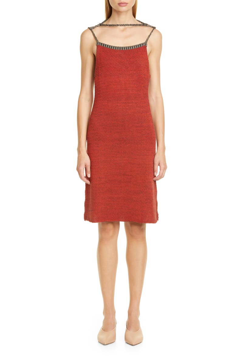Décolleté Sweater Dress, Main, color, RED AND BLACK